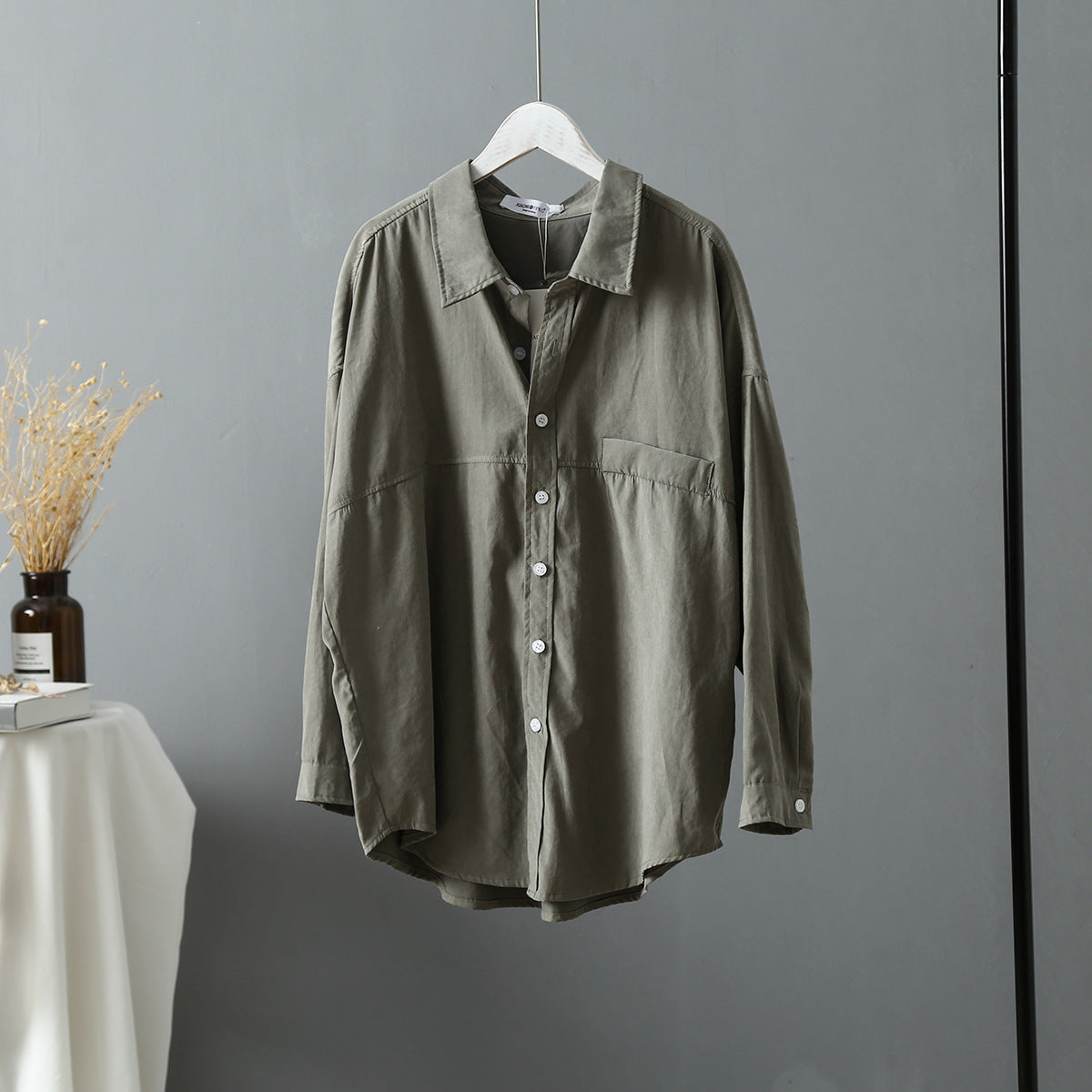 Women's Loose Plain Shirt Jacket