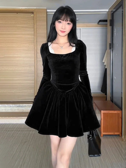 Women's Puffy Velvet Dress