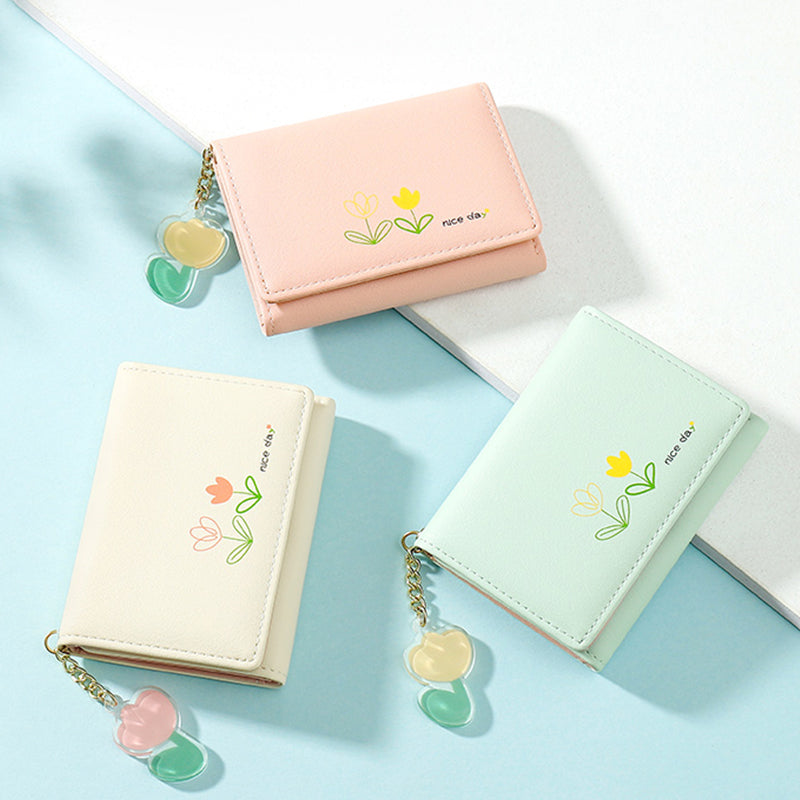 Cute Cartoon Student Folding PU Wallet