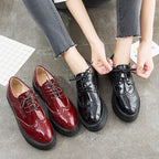 Patent Leather Women's Brogues with Soft Sole Flats