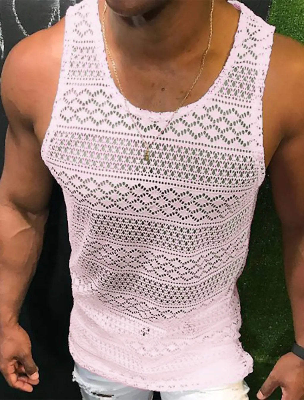 Men's Breathable Polyester Fiber Tank Top for Gym Training