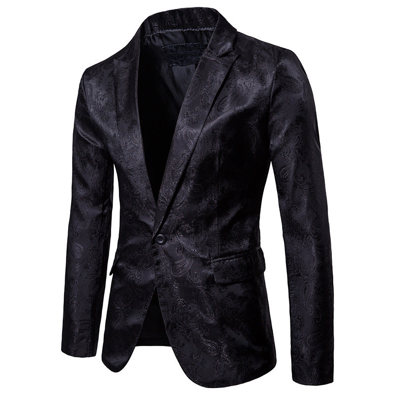 Men's Suit with Stylish One-Button Design and Fit ILLUSION CO Black 3XL
