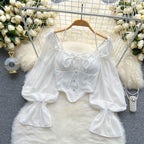 Women's Aesthetic White Blouse ILLUSION CO WHITE L