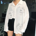 Women's Printed Long Sleeve Cotton Shirt