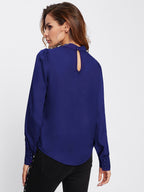 Women's Pleated Stand Collar Chiffon Shirt Women's Tops & T-shirt Unbranded