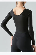 Women's Long Sleeve Cross Pleated Yoga Tops Women's Activewear Tops Unbranded
