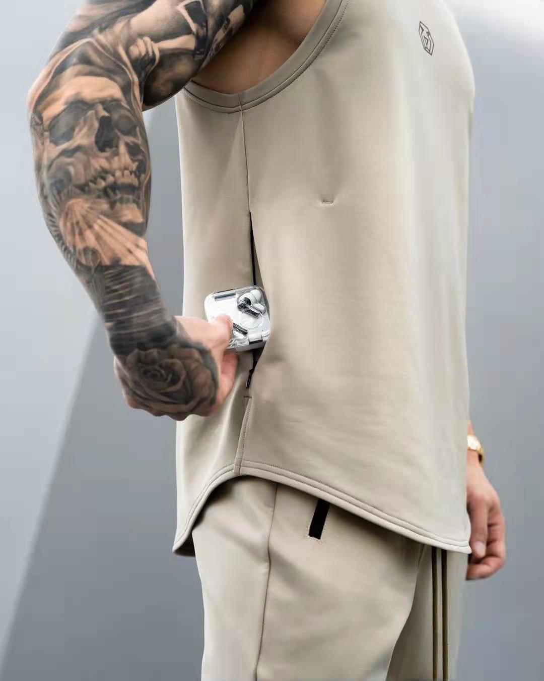 Men's Spring Summer Loose Fitness Tank Top with Zipper