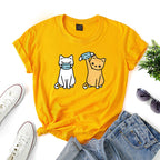 Women's Cartoon Cat Short Sleeve T Shirt
