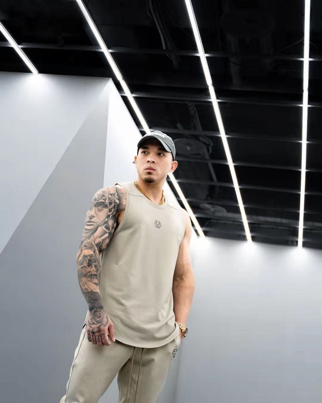 Men's Spring Summer Loose Fitness Tank Top with Zipper