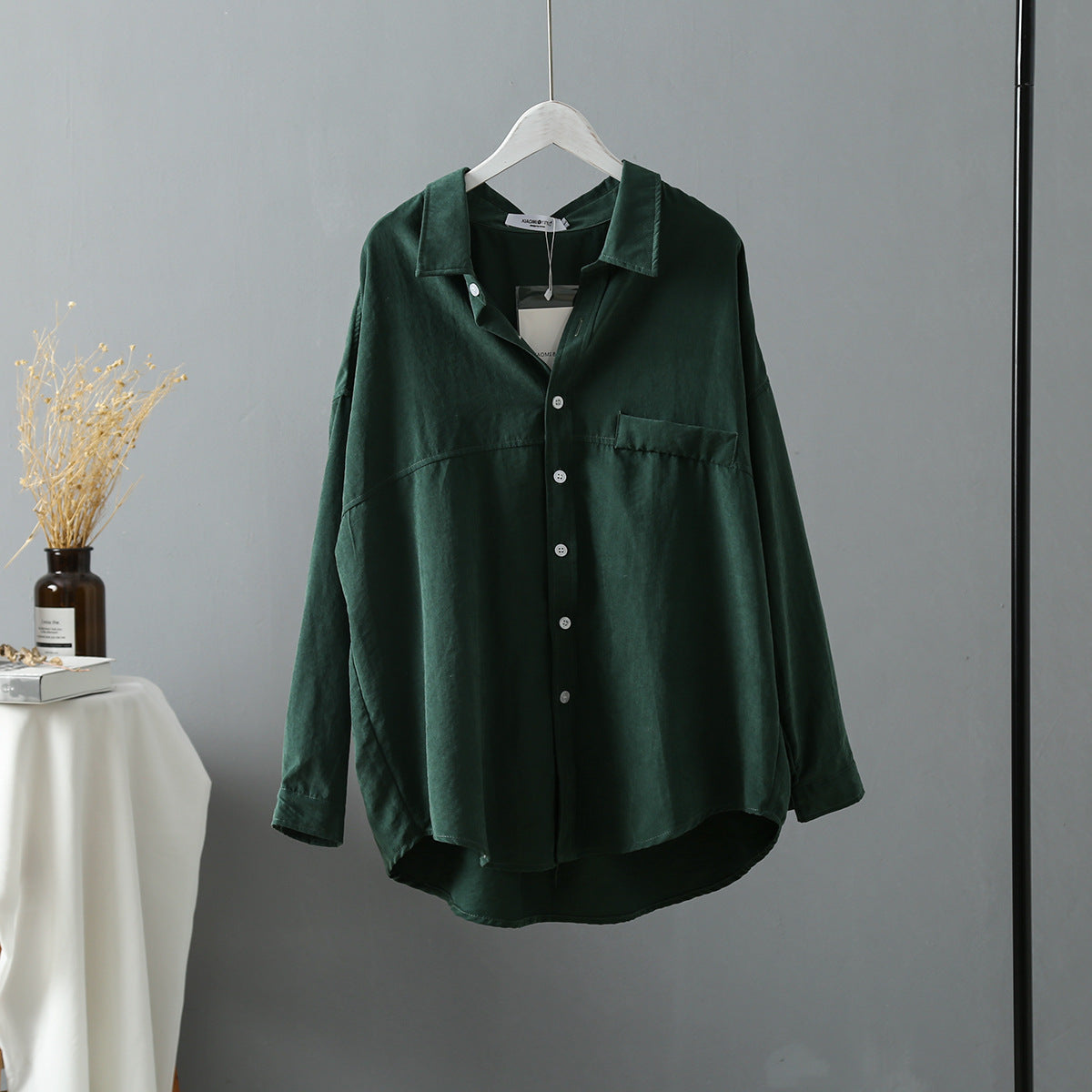 Women's Loose Plain Shirt Jacket