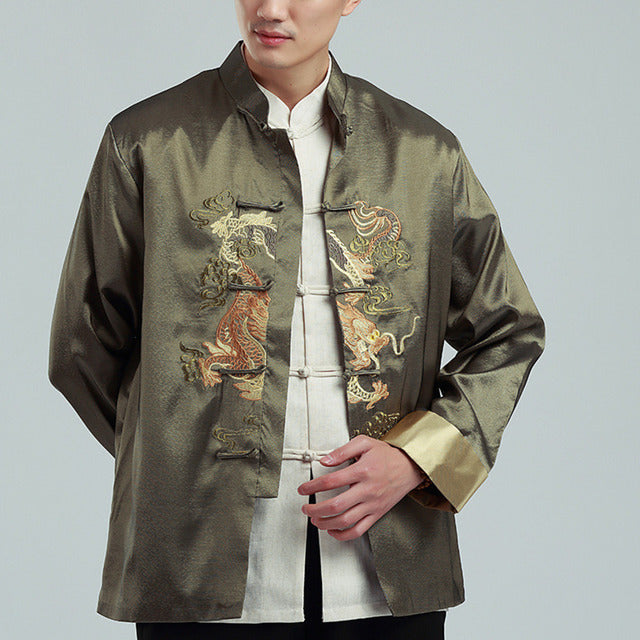Men's Chinese Style Embroidered Dragon Jacket