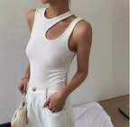 Off-Shoulder Strap Tank Top Women's Tops & T-shirt Unbranded White S