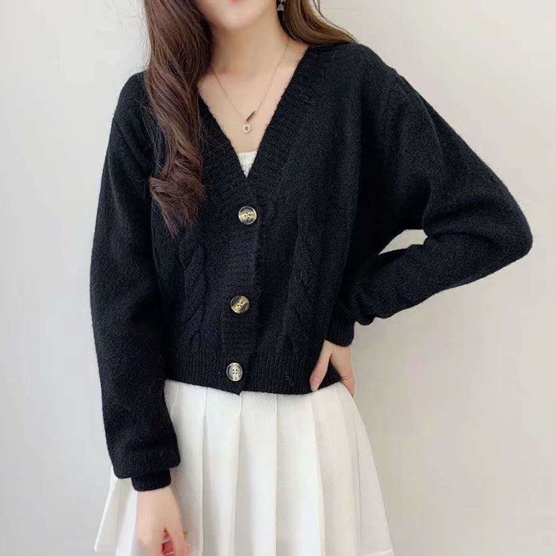 Women's Solid Short Cardigan Sweater Tops