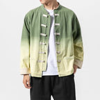 Chinese Style Gradient Washed Vintage Jacket ILLUSION CO Green L