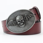 Men's Ghoulish Skull Leather Belt - Casual Style