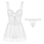 Women's Lace Transparent Lingerie & Nightdress Women's Lingerie Unbranded White