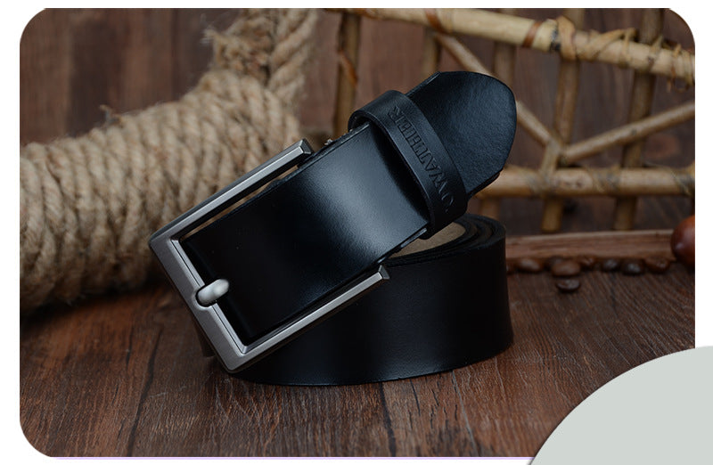 Men's Genuine Leather Belt with Pin Buckle