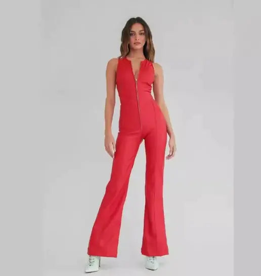 Women's Heart Shape Backless Denim Jumpsuit