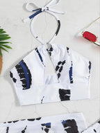 Women's Ring Linked Halter Tie Dye Bikini