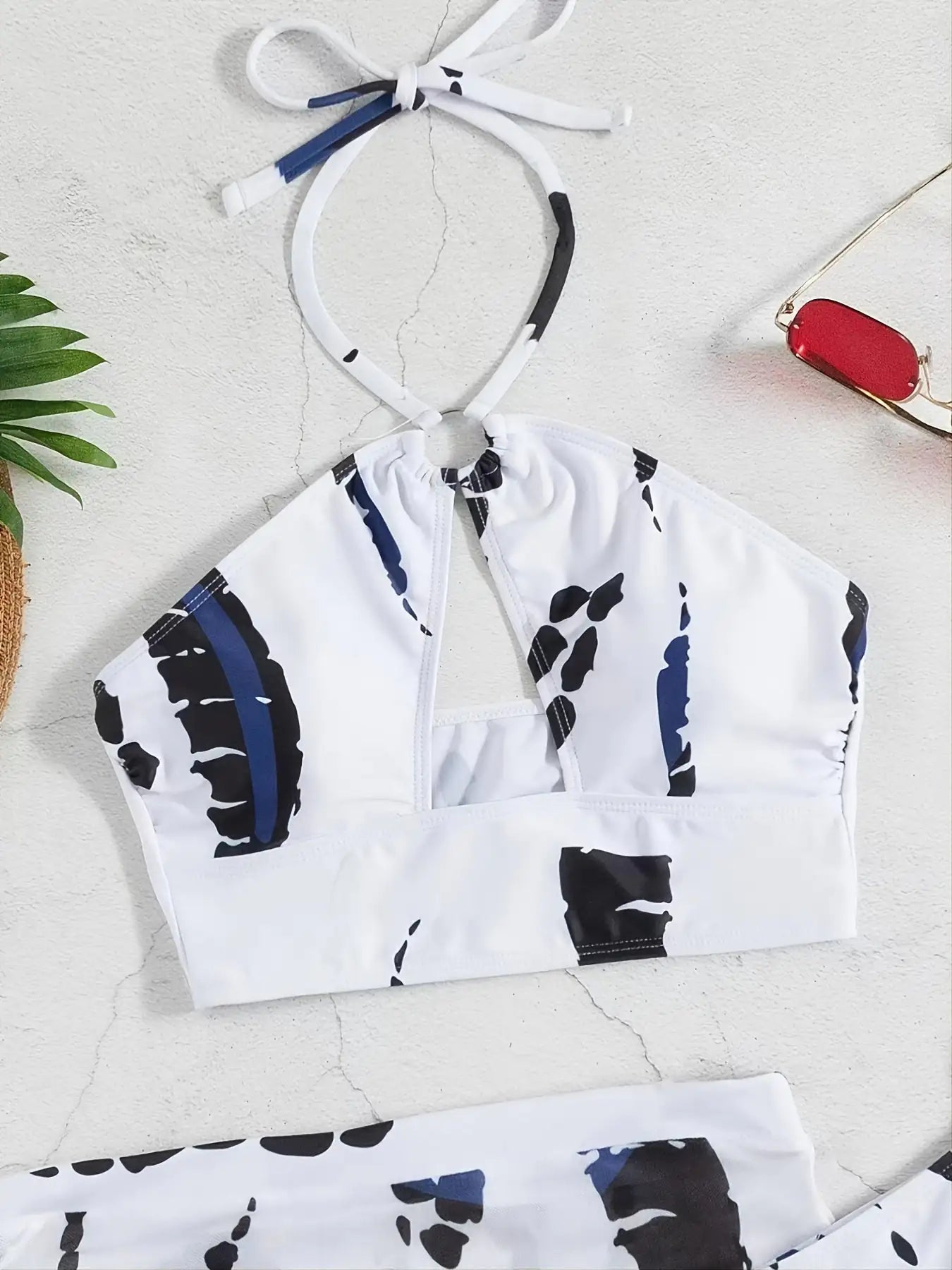 Women's Ring Linked Halter Tie Dye Bikini