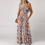 Women's Bohemian Floral Spaghetti Strap Wide-Leg Jumpsuit for Women