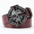 Men's Ghoulish Skull Leather Belt - Casual Style