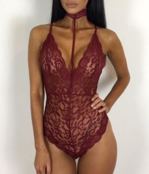 Women's Lace Lingerie With Floral Cutouts Women's Lingerie Unbranded Dark Red S