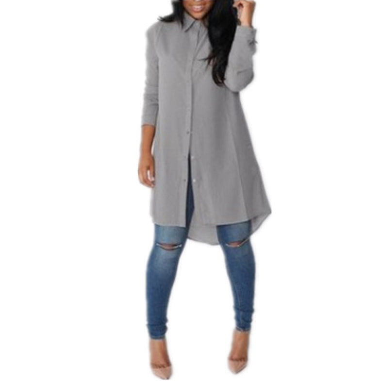 Women's Irregular Long Sleeve Chiffon Shirt