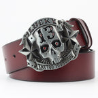 Men's Ghoulish Skull Leather Belt - Casual Style