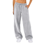Aiwpstoin Womens Wide Leg Sweatpants Elastic High Waist Straight Leg Sweatpants Teen Girl Baggy Sweatpants with Pockets(Fleece GreyMedium) Unbranded