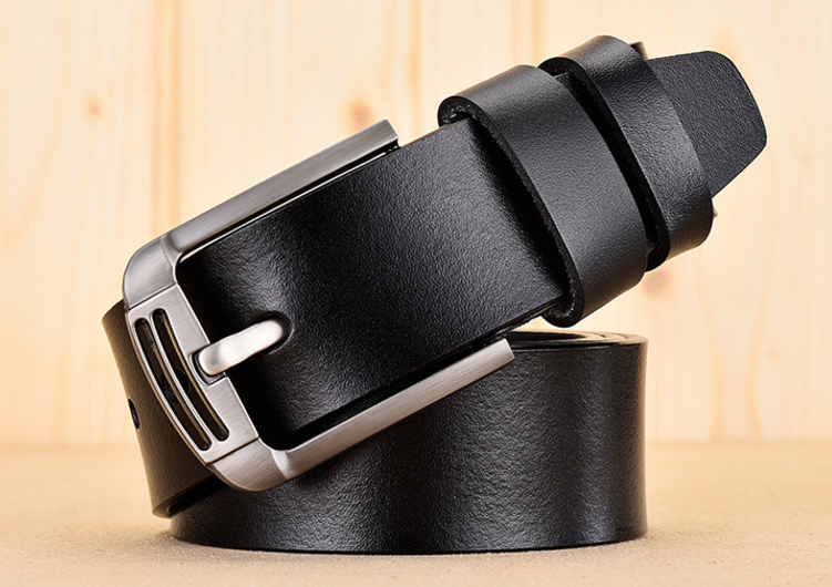 Men's Vintage Casual Genuine Leather Belt ILLUSION CO Black 115cm