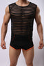 Men's Breathable Mesh Undershirts Striped Tank Tops