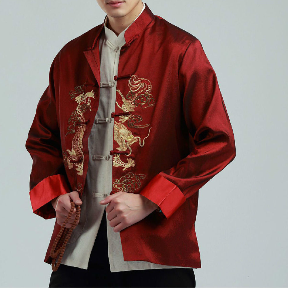 Men's Chinese Style Embroidered Dragon Jacket