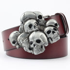 Men's Ghoulish Skull Leather Belt - Casual Style