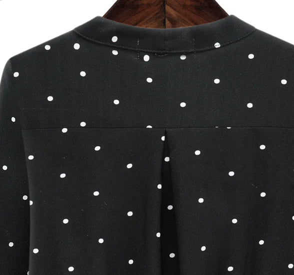 Women's Plus Size Polka Dot Long Sleeve Bohemian Maxi Dress