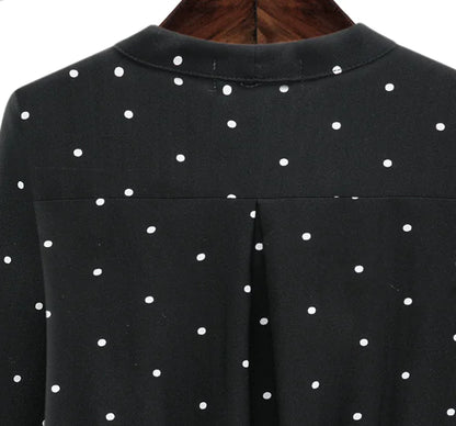 Women's Plus Size Polka Dot Long Sleeve Bohemian Maxi Dress