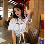 Women's Cropped Drawstring T Shirt