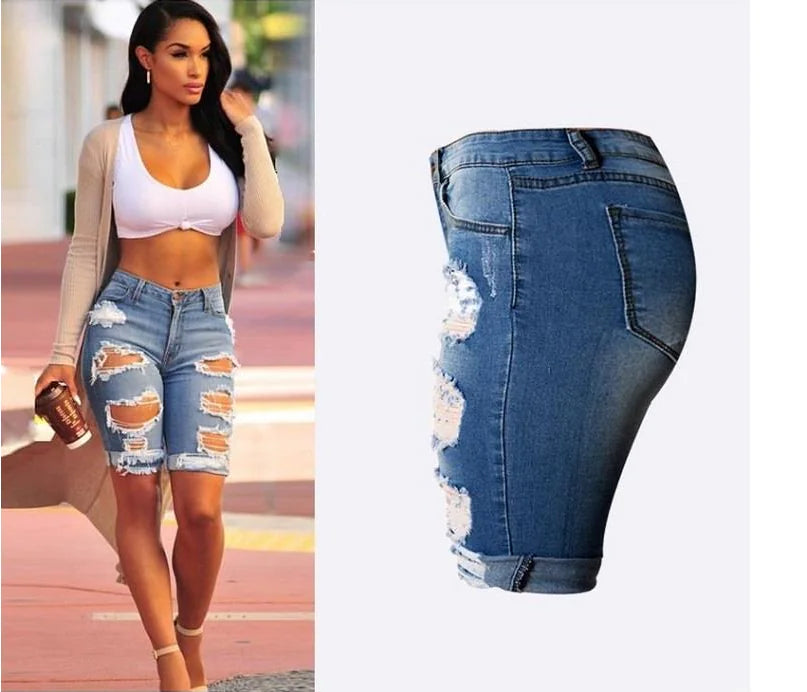 Women's Bermuda Ripped Shorts