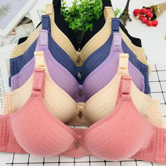 6 Pieces Large Cotton Moms Steel Rimless Bra