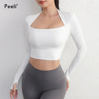 Women's Yoga Fitness Activewear Faux Two Piece Tops