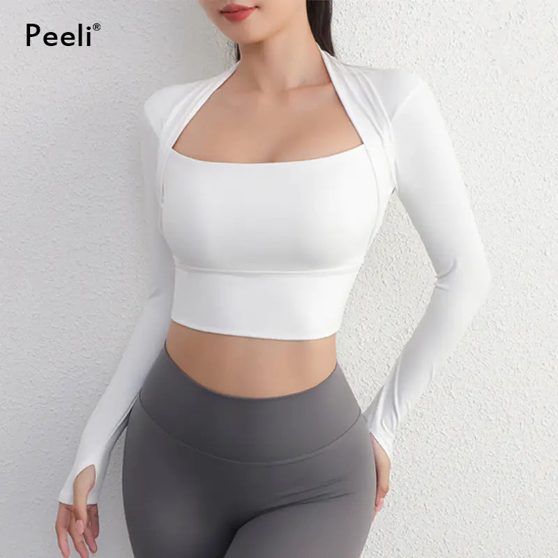 Women's Yoga Fitness Activewear Faux Two Piece Tops