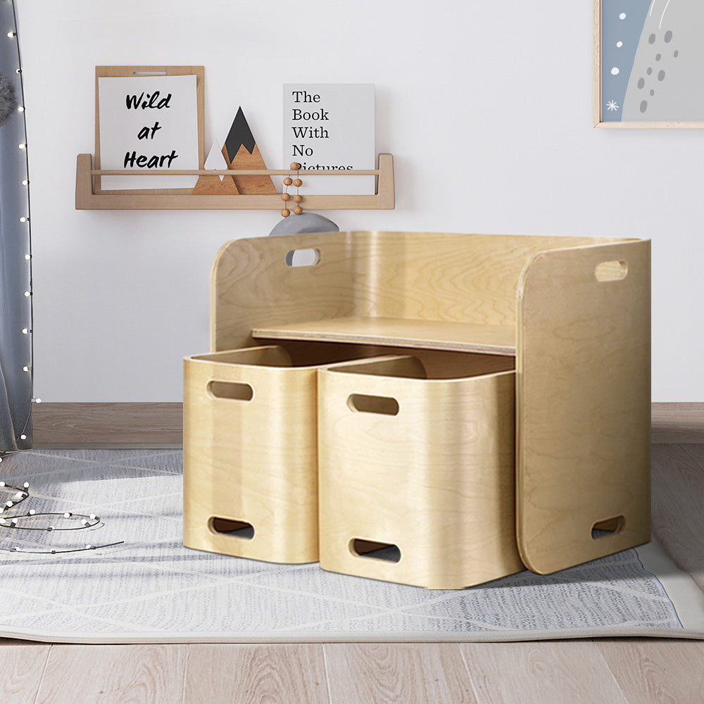 Keezi 3PCS Kids Table and Chairs Set Multifunctional Storage Desk Secondary image