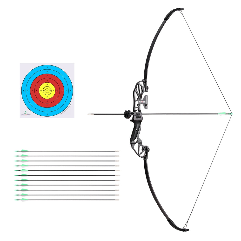 Everfit 55lbs Bow Arrow Set Recurve Takedown Archery Hunting for Beginner Green Main image