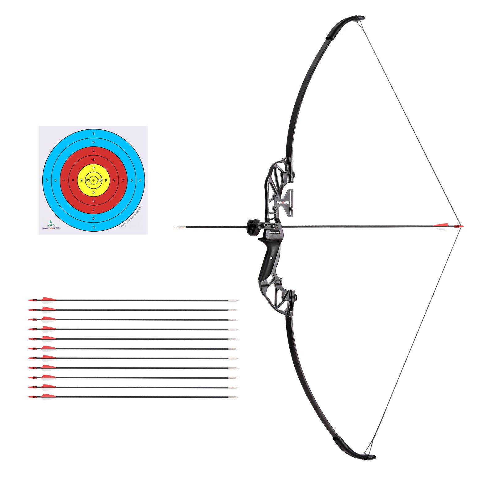 Everfit 55lbs Bow Arrow Set Recurve Takedown Archery Hunting for Beginner Red Main image