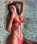 Women's Split Solid Beach Bikini Size Swimwear
