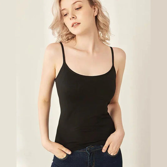 Womens Padded Camisole Top With Built In Bra