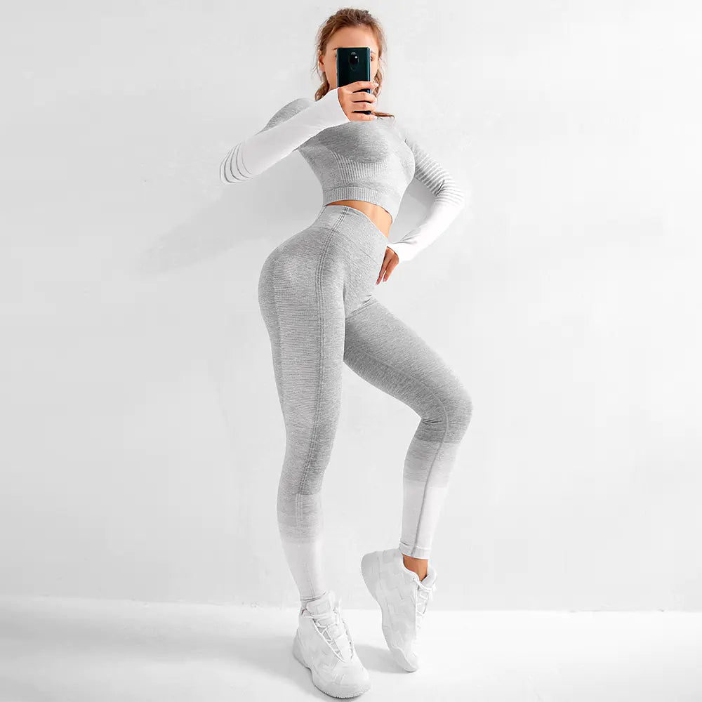 Women's Yoga Set Long Sleeve Seamless Breathable Activewear