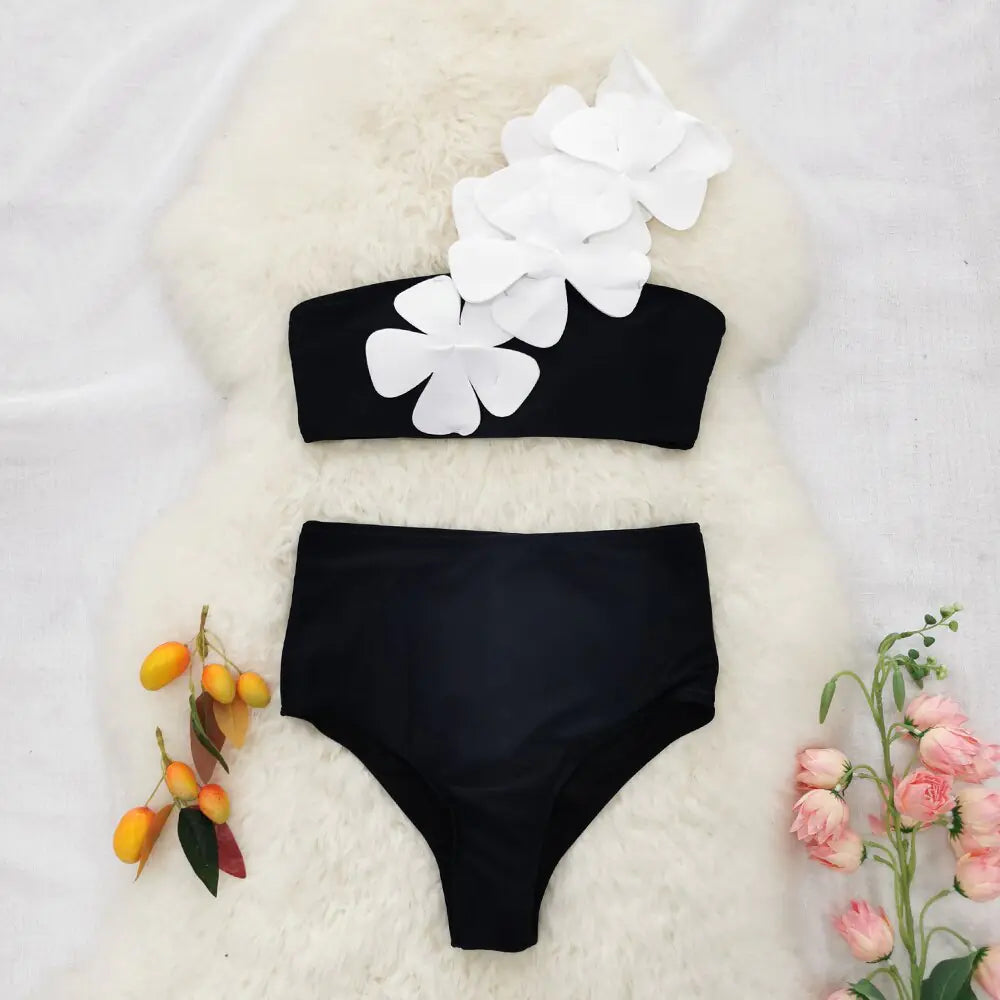 Women's Flower Bandeau Brazilian Bikini Set