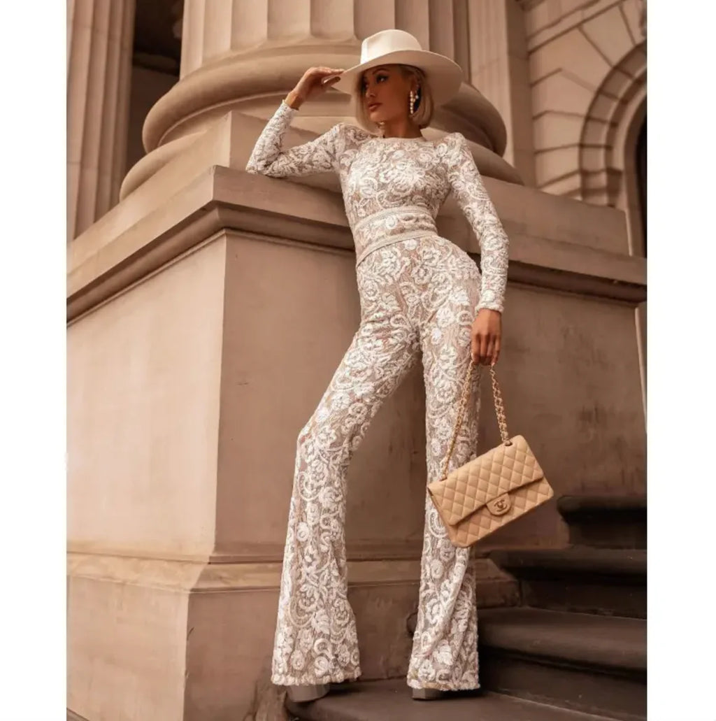 Women's Celebrity Style Lace Slim Jumpsuit