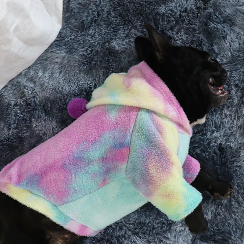 French Winter Outfit with Hoodie For Dogs, Tie Dye Hoodie